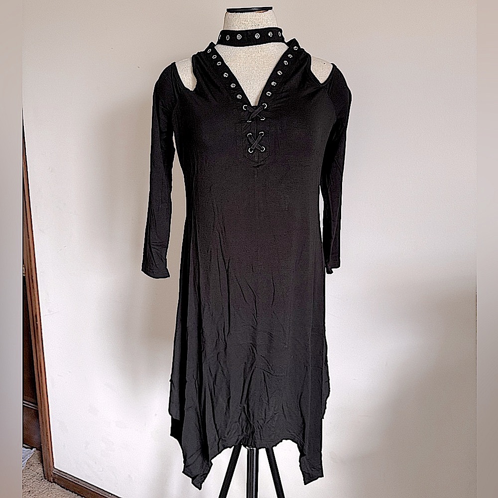 KILLSTAR Black Skater Dress Choker with Grommets Open Shoulder XL NEW WITH TAG